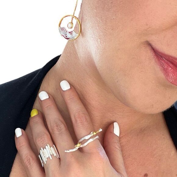 NWOT, solid sterling 925 silver with 18 K gold vermeil accents, birds on branch - Picture 10 of 12